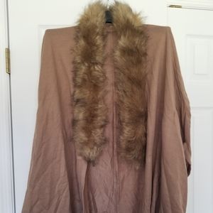 GentlyUsed....Faux Fur Cocoon Sweater in Camel. One Size